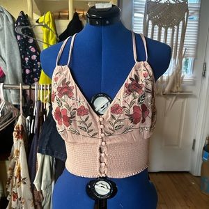 Embroidered floral camisol tank